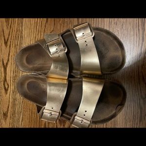 Rose gold Birkenstocks, used but still have some life left! Size 40